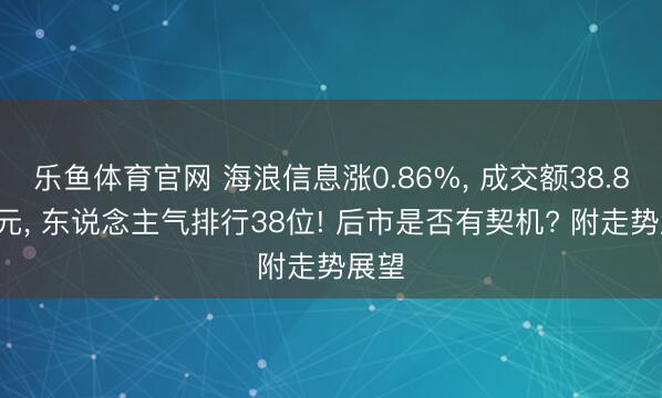 乐鱼体育官网 海浪信息涨0.86%, 成交额38.83亿元, 东说念主气排行38位! 后市是否有契机? 附走势展望