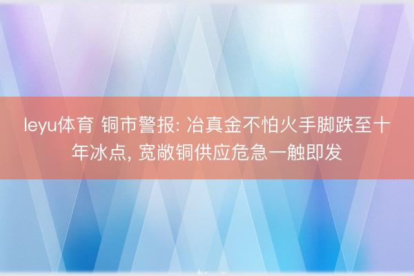leyu体育 铜市警报: 冶真金不怕火手脚跌至十年冰点, 宽敞铜供应危急一触即发