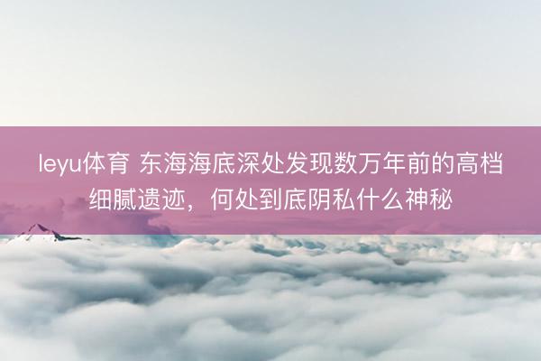 leyu体育 东海海底深处发现数万年前的高档细腻遗迹，何处到底阴私什么神秘