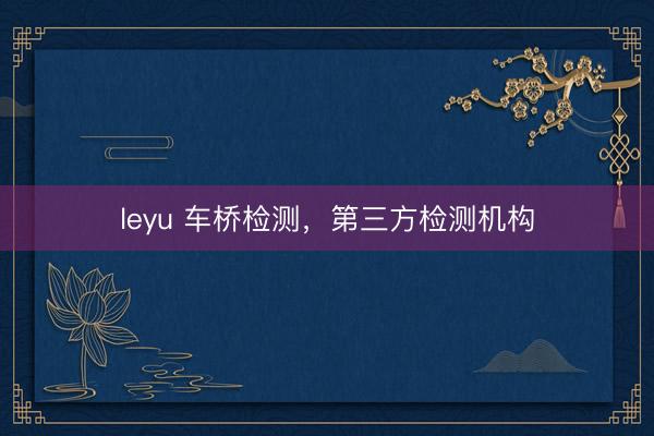 leyu 车桥检测,第三方检测机构